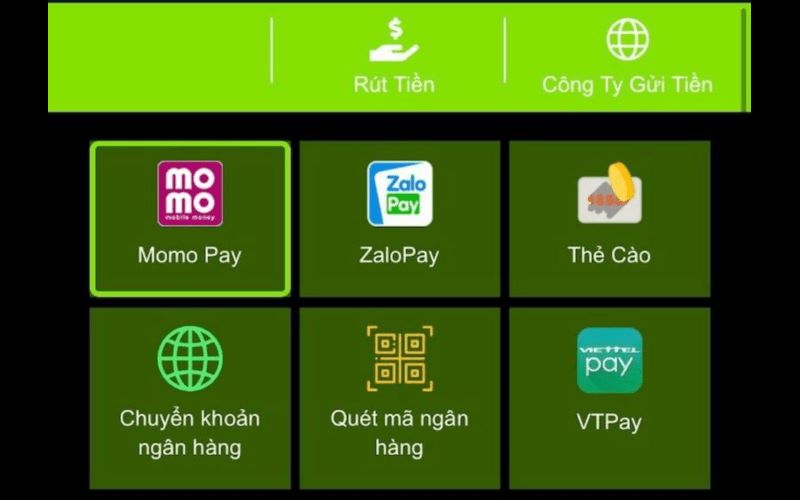 Sử dụng ví điện tử như Momo, ZaloPay, hoặc AirPay